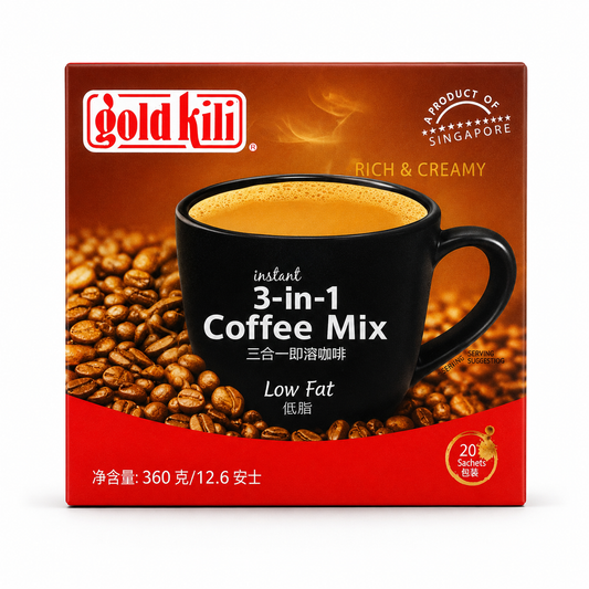 Gold Kili Instant 3-in-1 Low Fat Coffee Mix – 20 Sachets, 12.6 oz