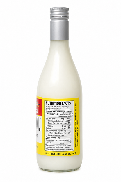 Real Guyana Coconut Oil 24 oz (100% Pure Coconut Oil)