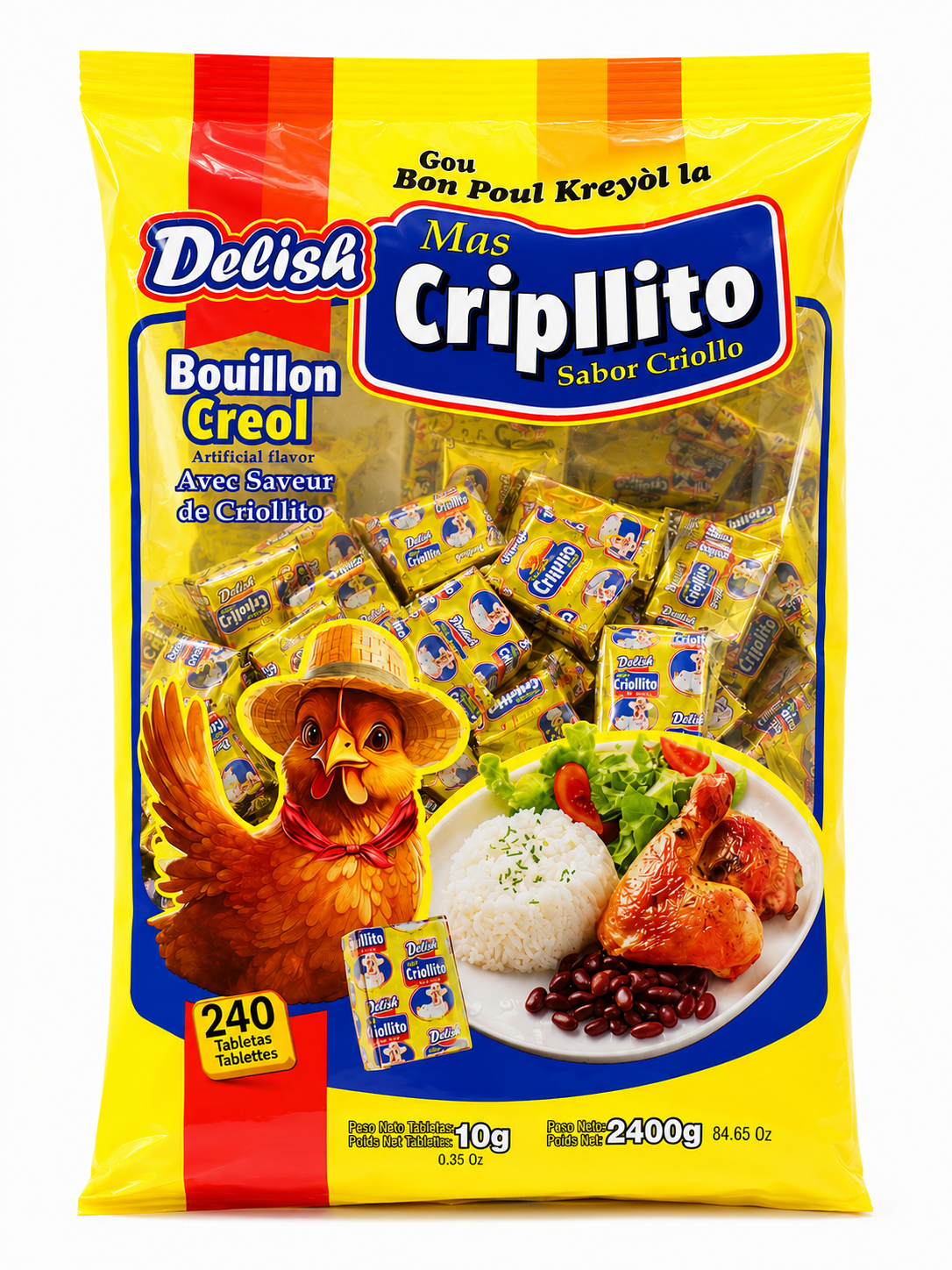 Delish Mas Cripllito Bouillon Creol Cubes – 240 Cubes (84.65 oz / 2400 g)