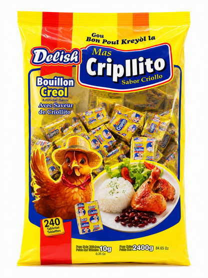 Delish Mas Cripllito Bouillon Creol Cubes – 240 Cubes (84.65 oz / 2400 g)