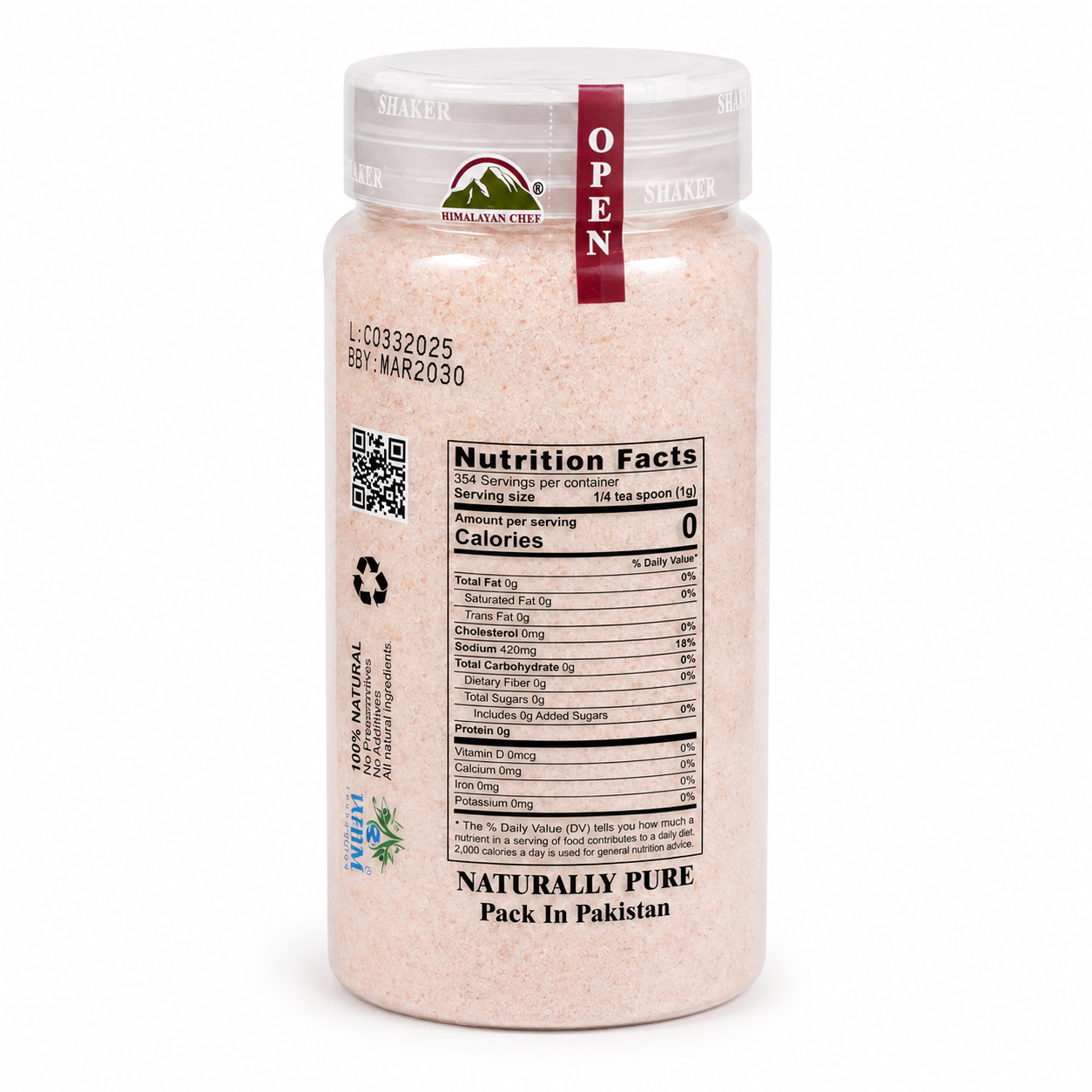 Himalayan Chef Pink Himalayan Salt Fine – 16 oz Shaker