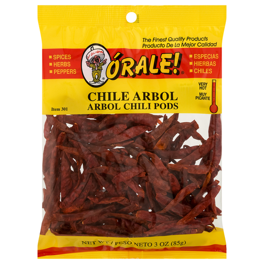 ÓRALE! Arbol Chili Pods Very Hot 3 oz | Dried Chile de Árbol Peppers