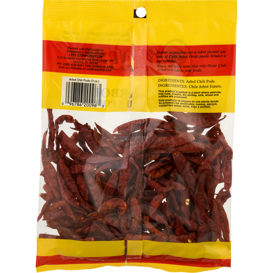 ÓRALE! Arbol Chili Pods Very Hot 3 oz | Dried Chile de Árbol Peppers