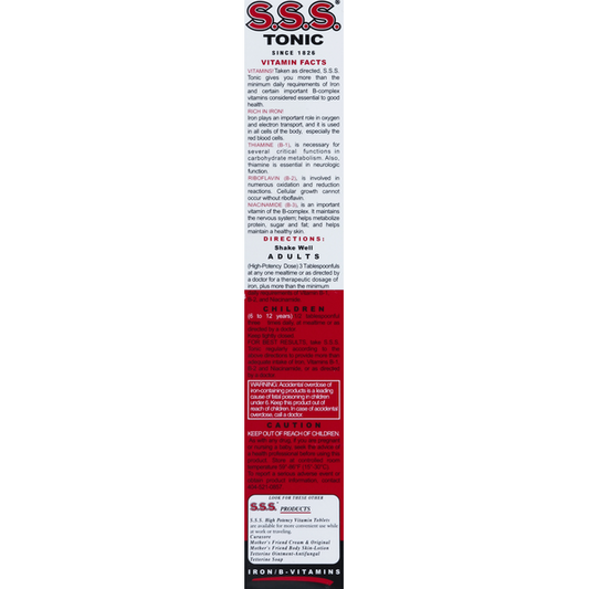 S.S.S. High Potency Iron & B Vitamins Tonic 20 oz | Energy Support