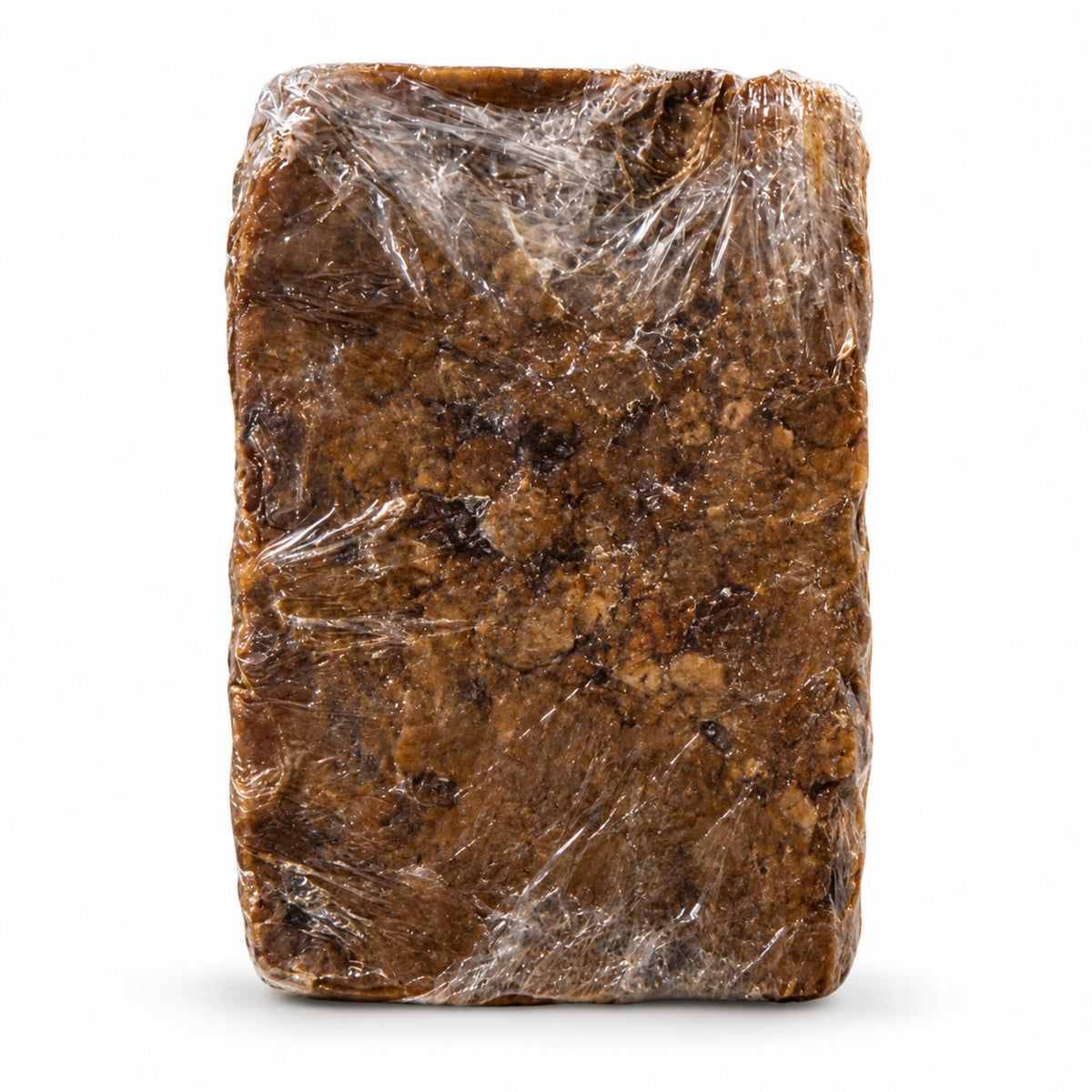 African Black Soap 1 lb wrapped block front view