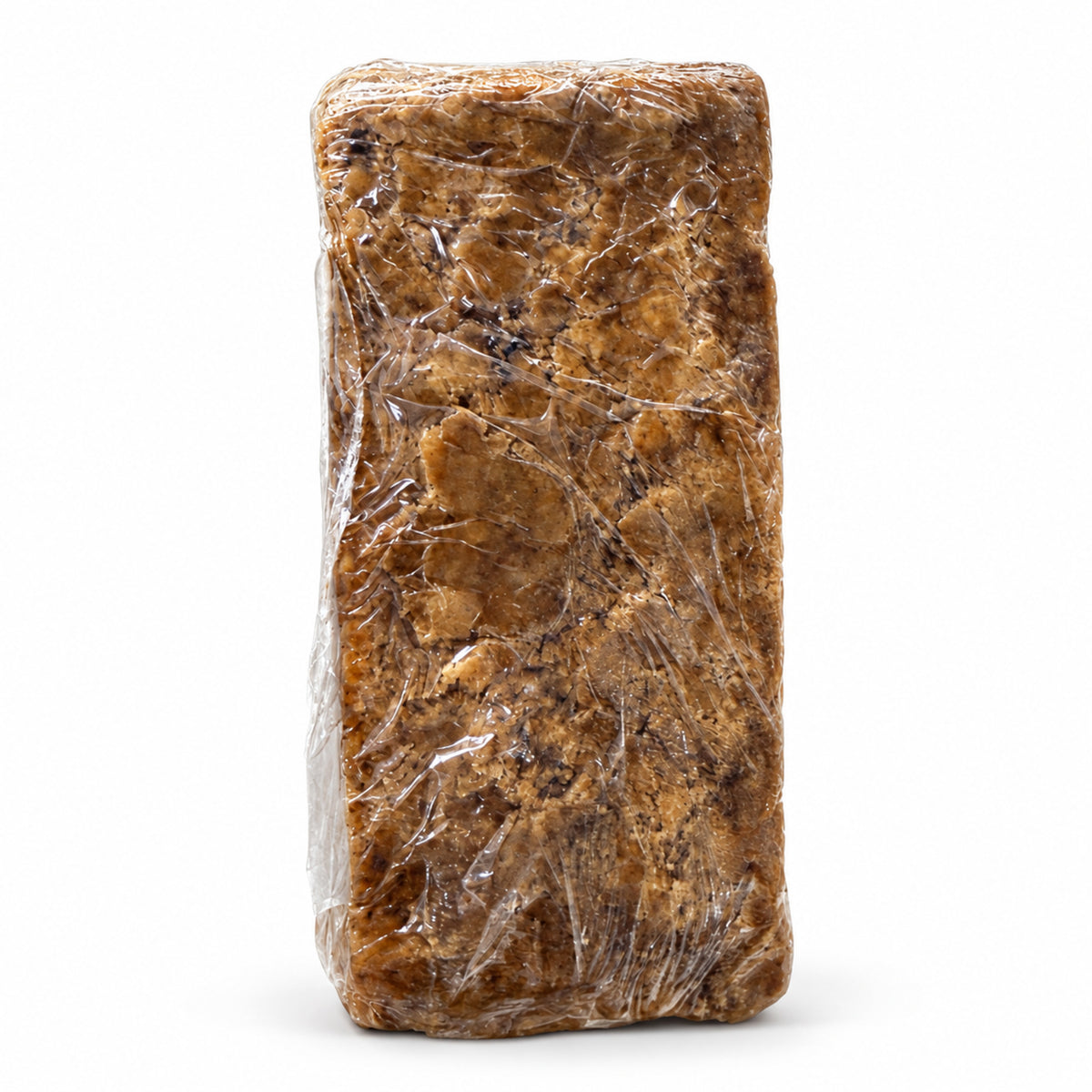 African Black Soap 1 lb wrapped block side view