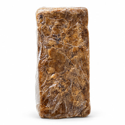 African Black Soap 1 lb wrapped block side view
