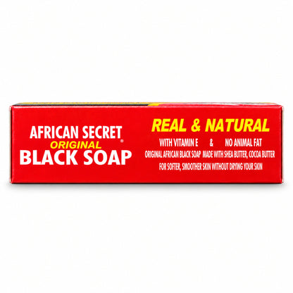 African Secret extra-sensitive Black Soap 115 g – side panel