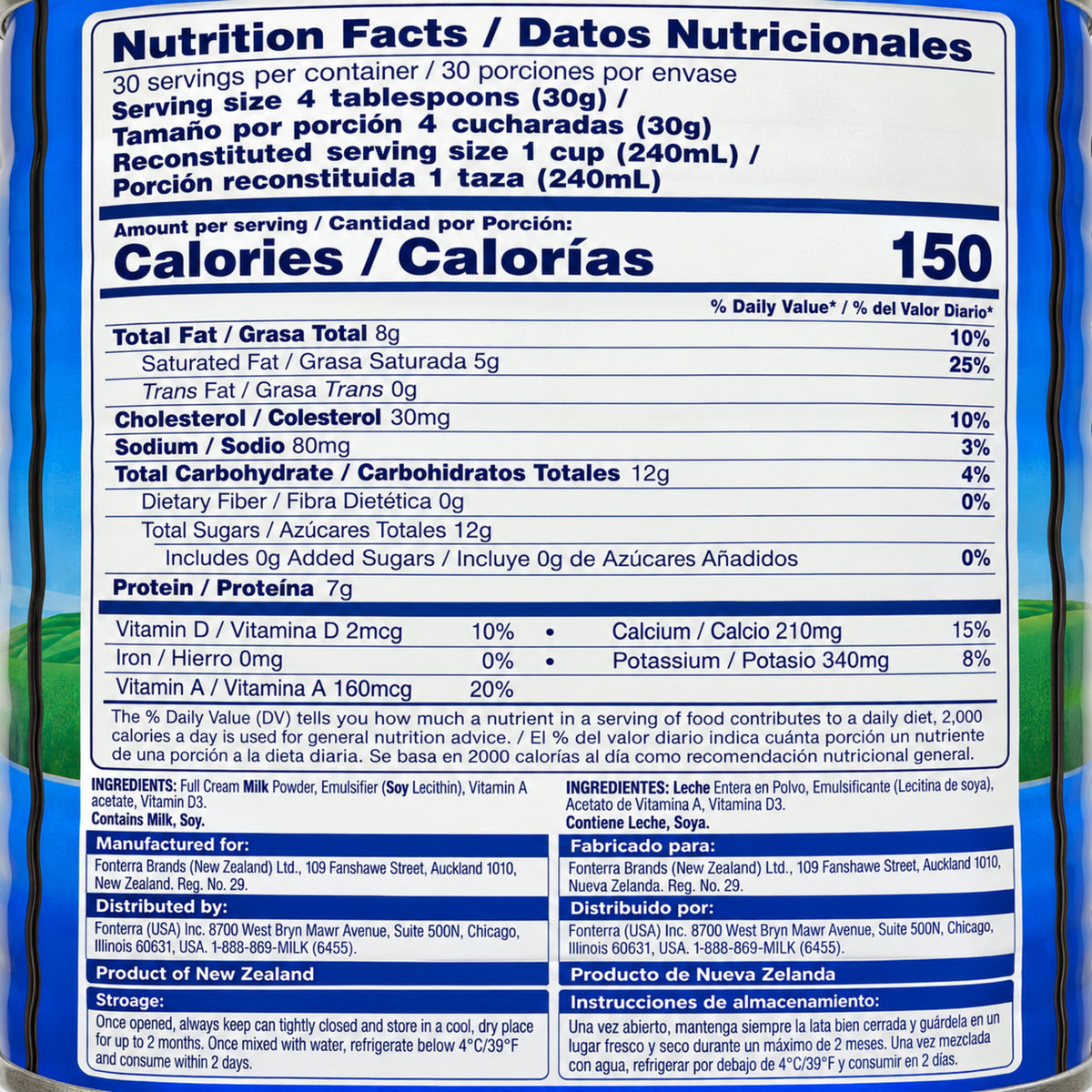 Anchor Full Cream Milk Powder 900 g – nutrition and ingredients