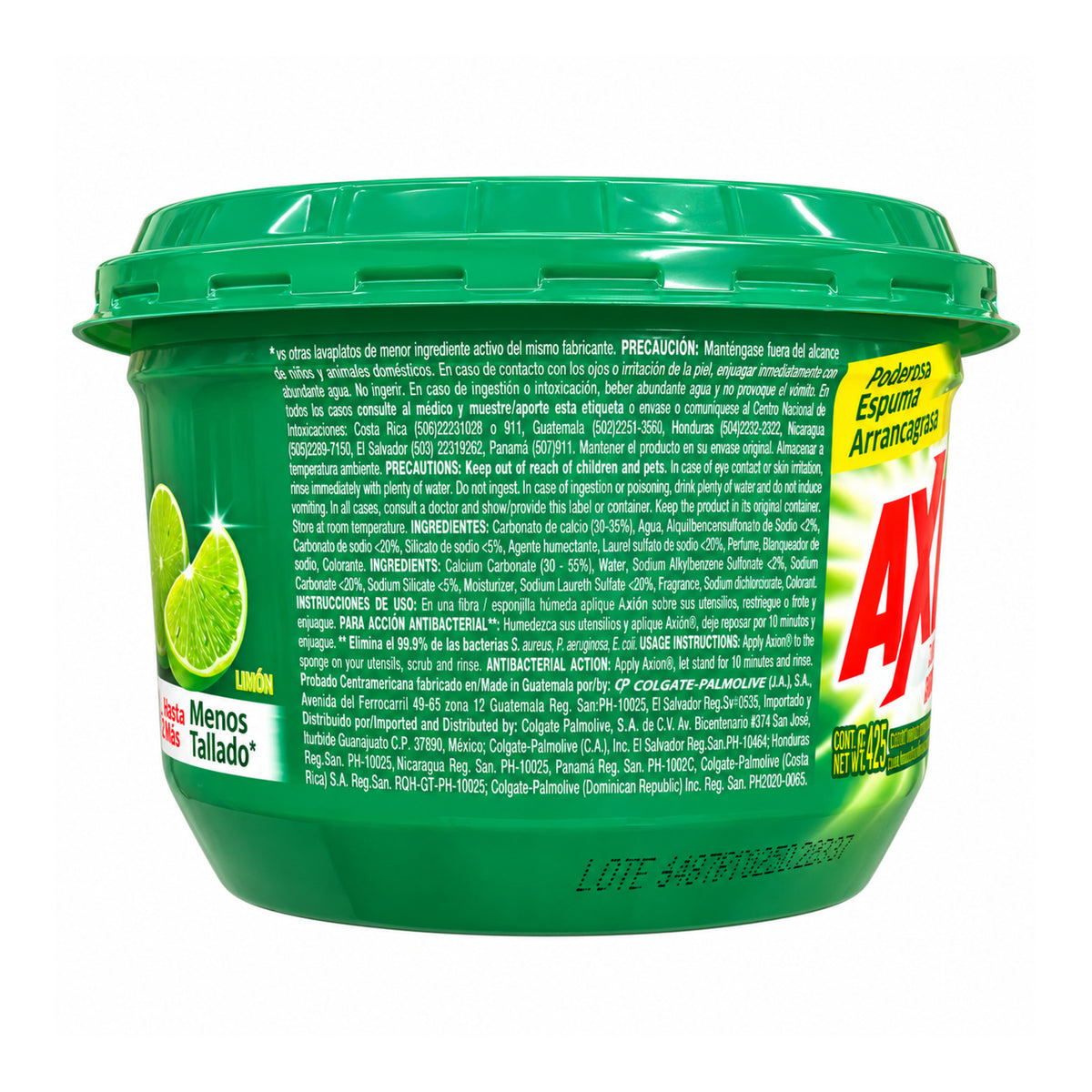 Axion Lime 425 g - back label on white background