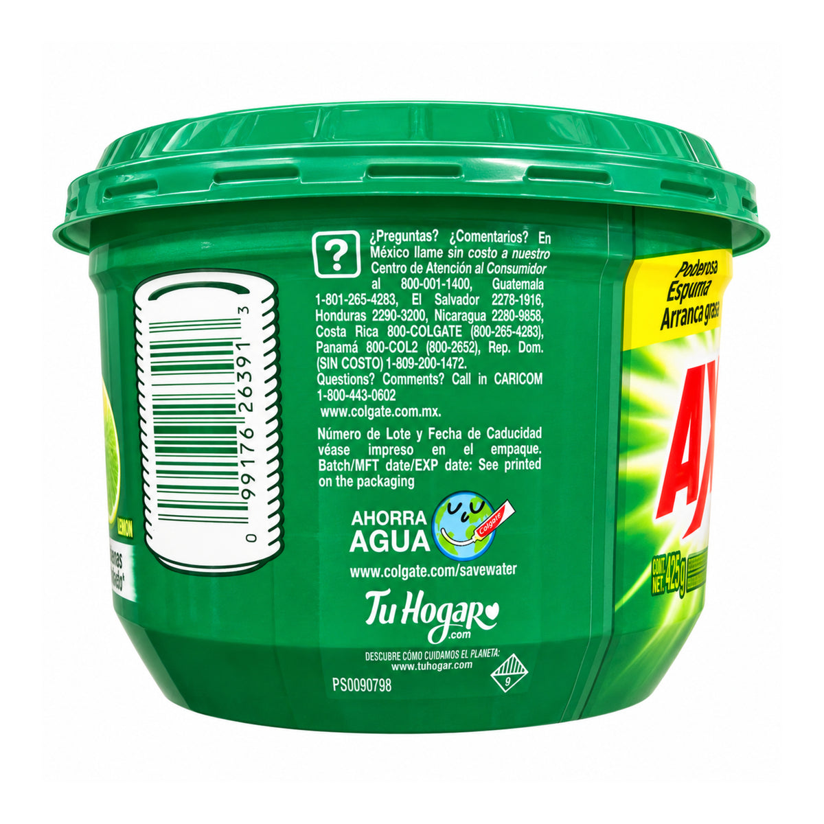 Axion Lime 425 g - barcode and side label on white background