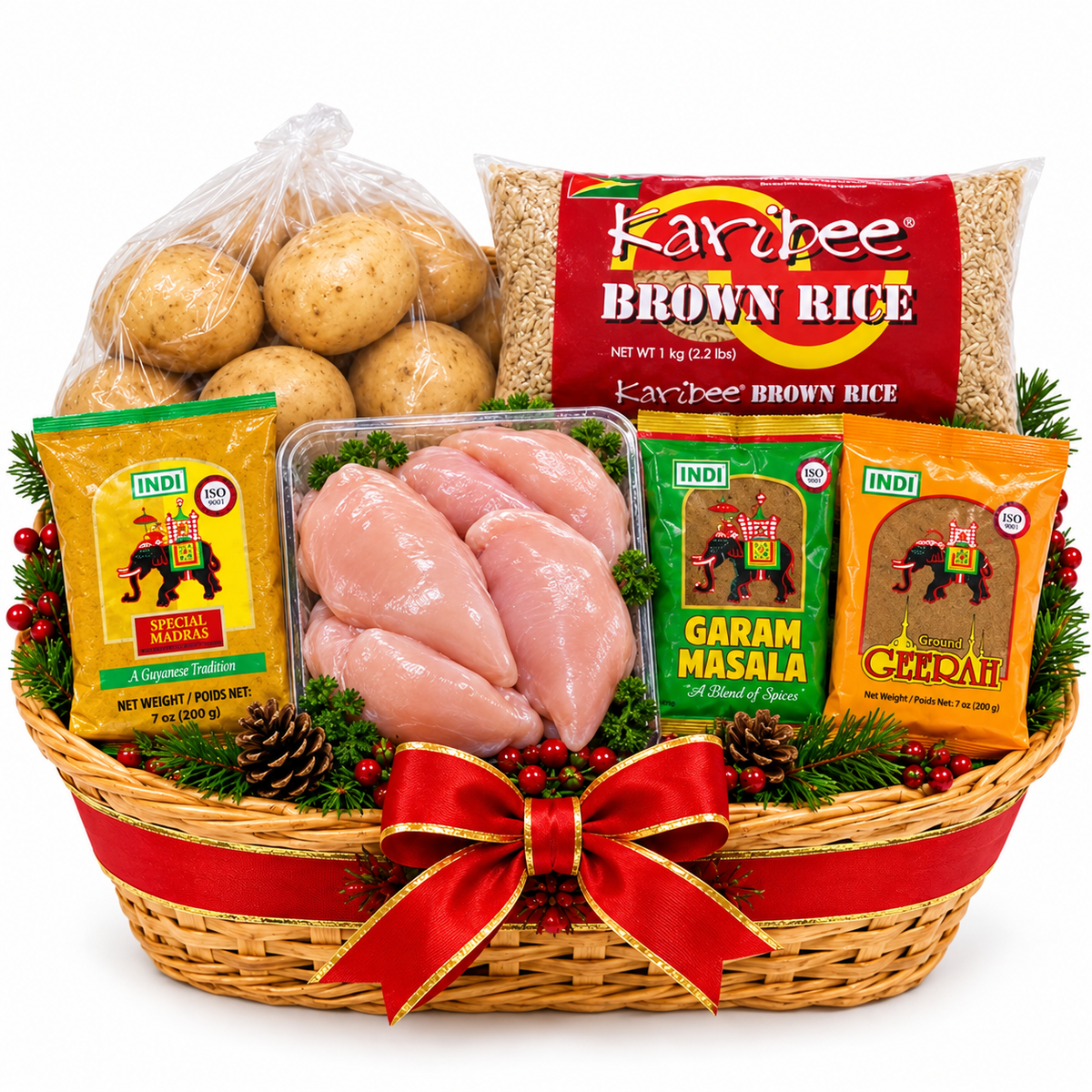 Chicken Curry — basket composition on white background