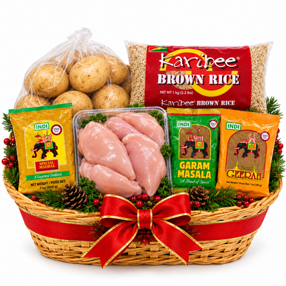 Chicken Curry — basket composition on white background