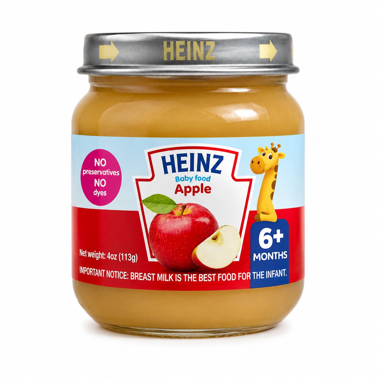 einz Apple Baby Food 4 oz Jar – Apple Puree for Babies 6+ Months