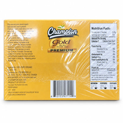 Champion Gold Premium Black Tea 100 tea bags 225 g back view