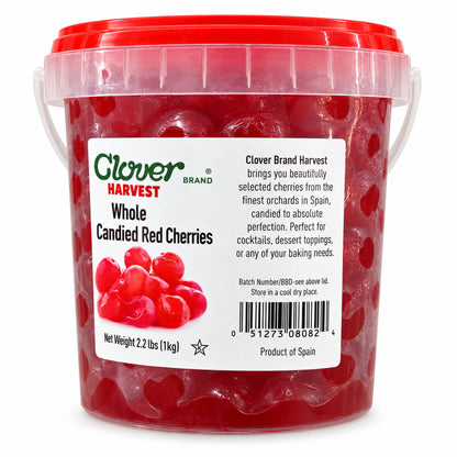 Clover Harvest Whole Candied Red Cherries 1 kg – barcode and origin