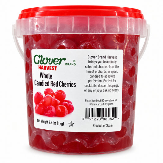 Clover Harvest Whole Candied Red Cherries 1 kg – barcode and origin