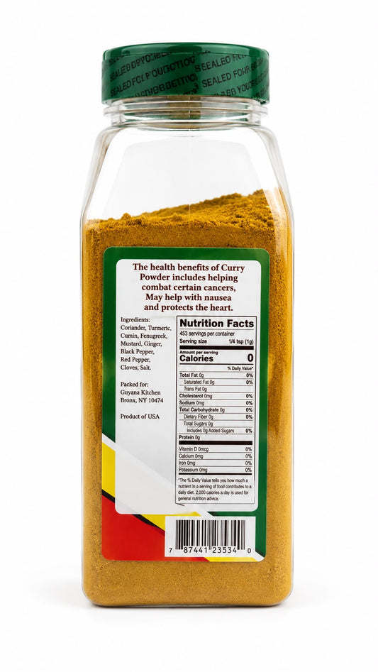 Guyana Kitchen Curry Powder 16 oz (453.6 g) | Authentic Caribbean Curry Spice Blend