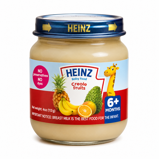 Heinz Creole Fruits Baby Food 4 oz Jar – Mixed Fruit Puree for Babies 6+ Months