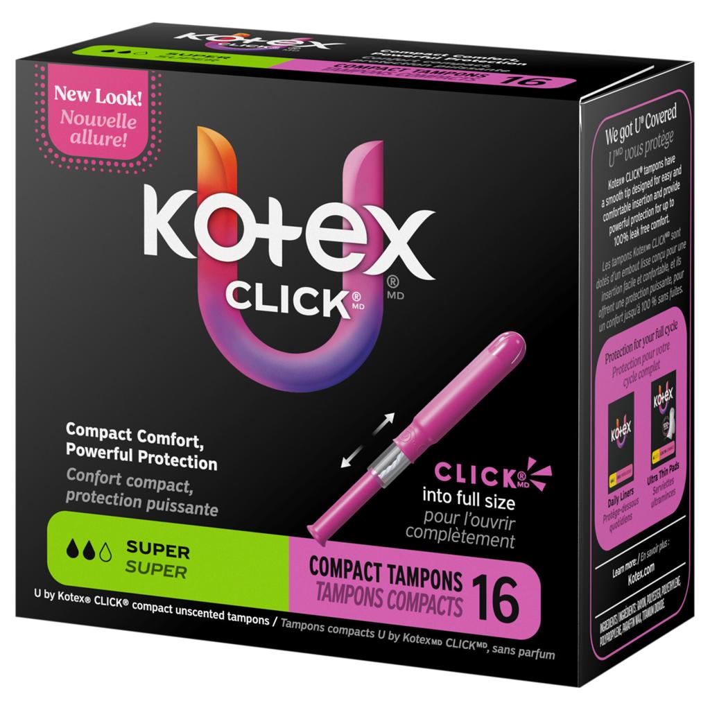 Kotex Click Compact Tampons - 16 Count