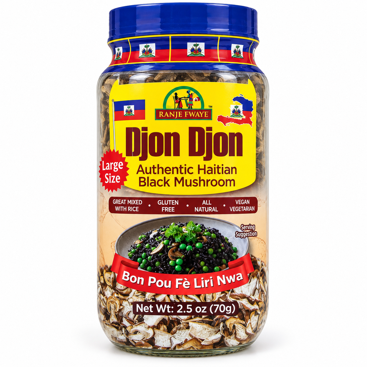 Ranje Fwaye Djon Djon Authentic Haitian Black Mushroom 2.5 oz (70g)