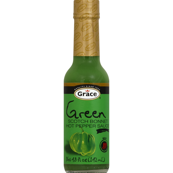 Grace Hot Pepper Sauce, Green Scotch Bonnet, Hot 4.8 fl oz