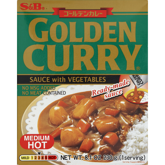 S&B Foods Golden Curry Sauce with Vegetables, Medium Hot 8.1 oz
