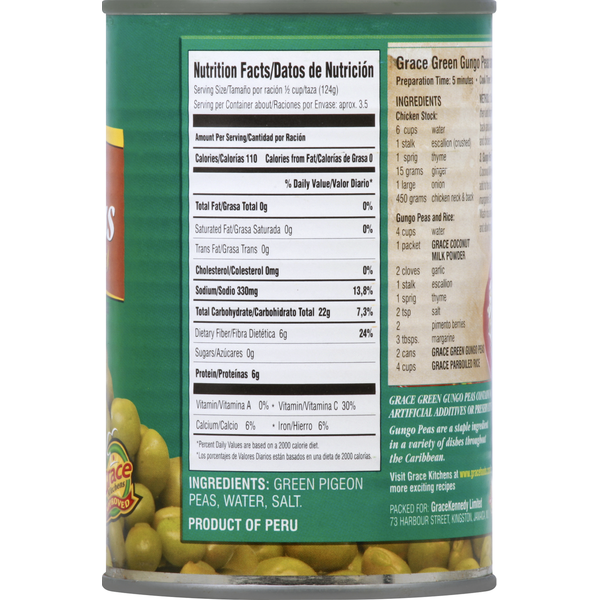 Grace Green Peas, Gungo 15 oz
