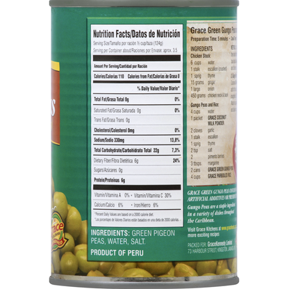 Grace Green Peas, Gungo 15 oz