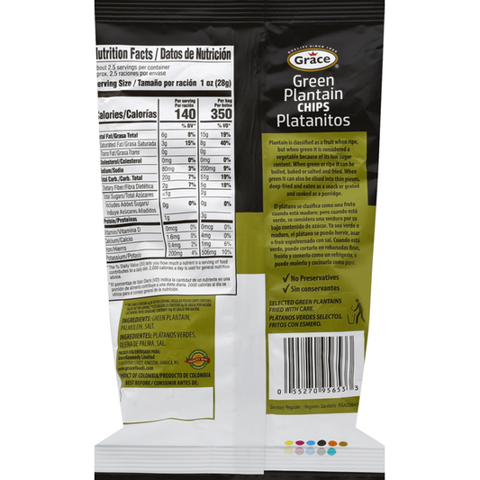 Grace Chips, Green Plantain, Salted 2.5 oz