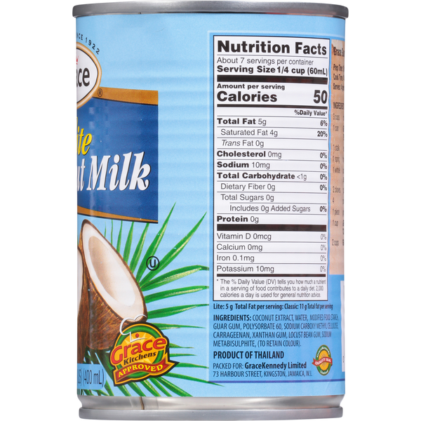 Grace Coconut Milk, Lite 13.53 fl oz
