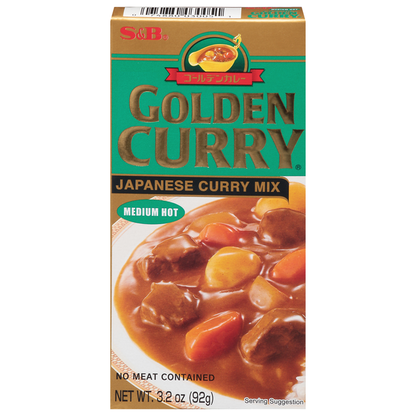 S&B Foods Golden Curry Japanese Curry Mix, Medium Hot 3.2 oz