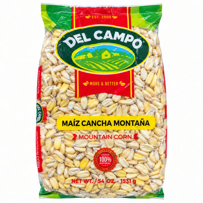 Del Campo Mountain Corn 54 oz front packaging on white background