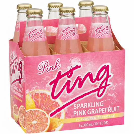 Pink Ting Sparkling Pink Grapefruit Soda – 6 Pack (300 ml Glass Bottles)