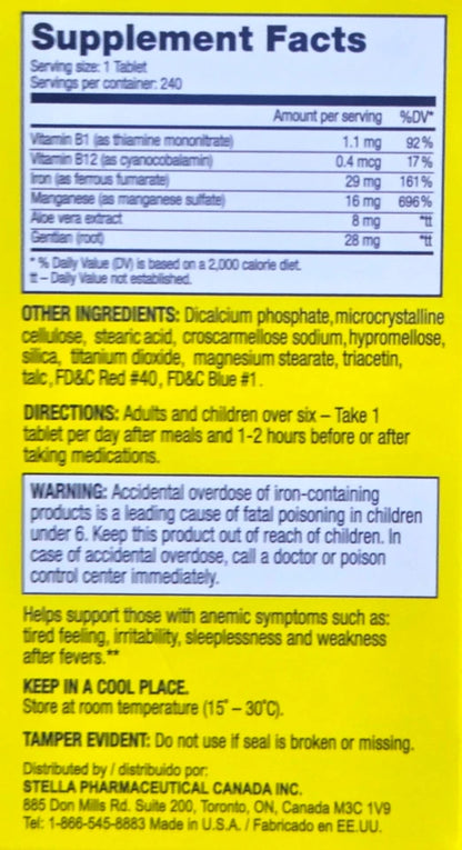 Dr. Chase Nerve Food Dietary Supplement with Iron & Vitamin B1 – 50 Tablets