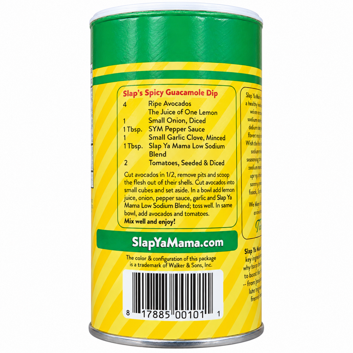 Slap Ya Mama Low Sodium Blend 6 oz – recipe and barcode