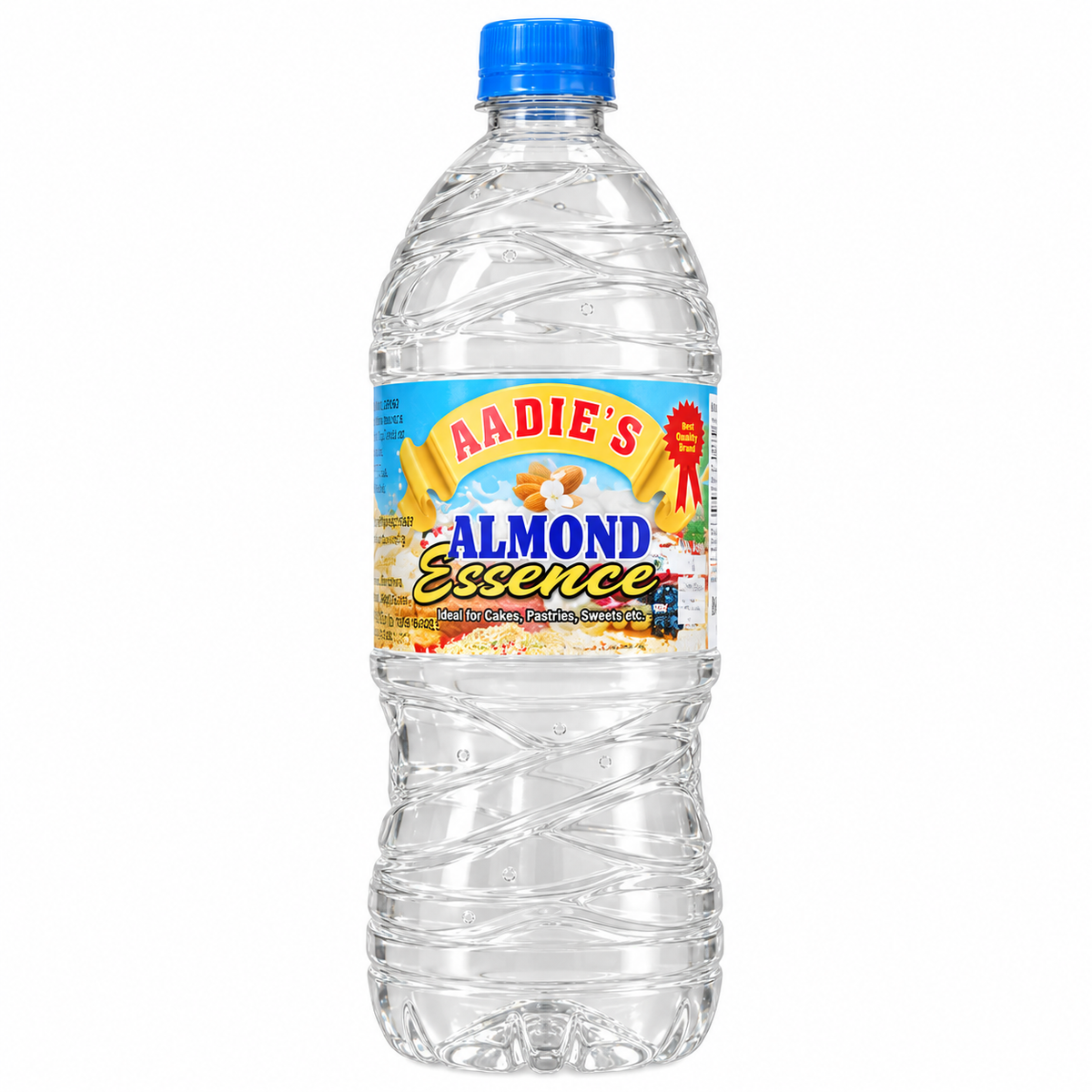 Aadie’s Almond Essence – spiral-rib blue-cap bottle