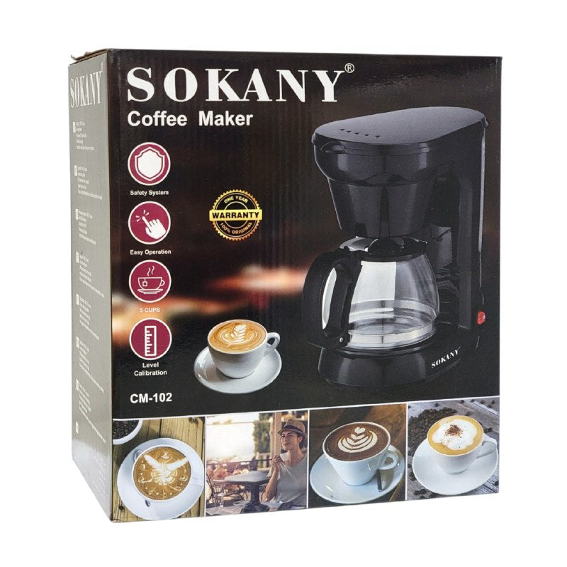 SOKANY CM-102 Drip Coffee Maker – 750ml, 5 Cups – 1