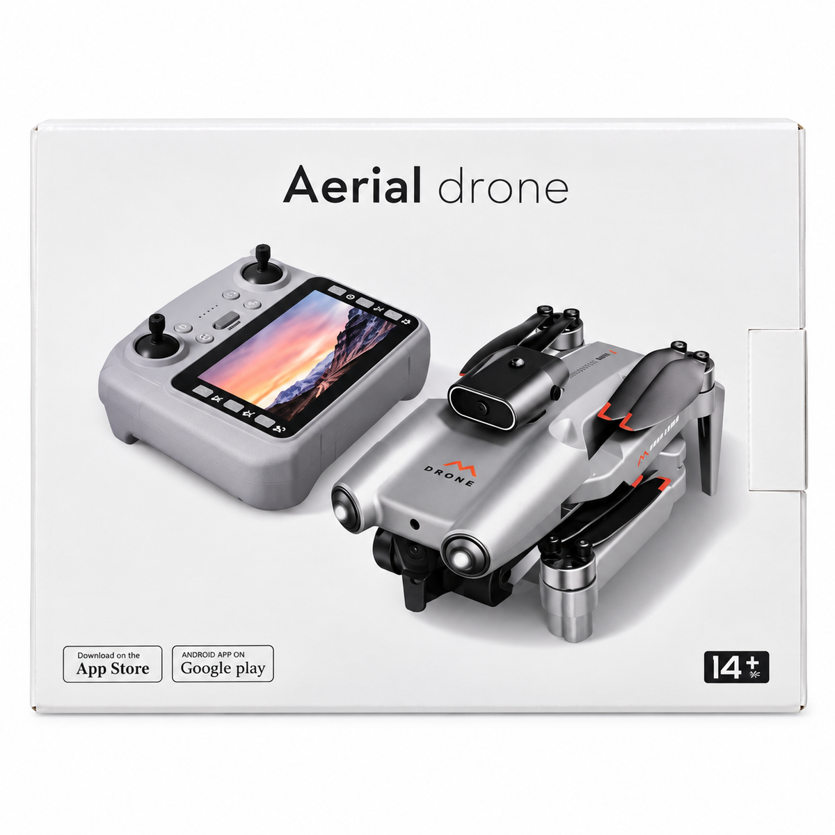 Aerial Foldable Drone with Screen-Style Controller – Grey – retail packaging