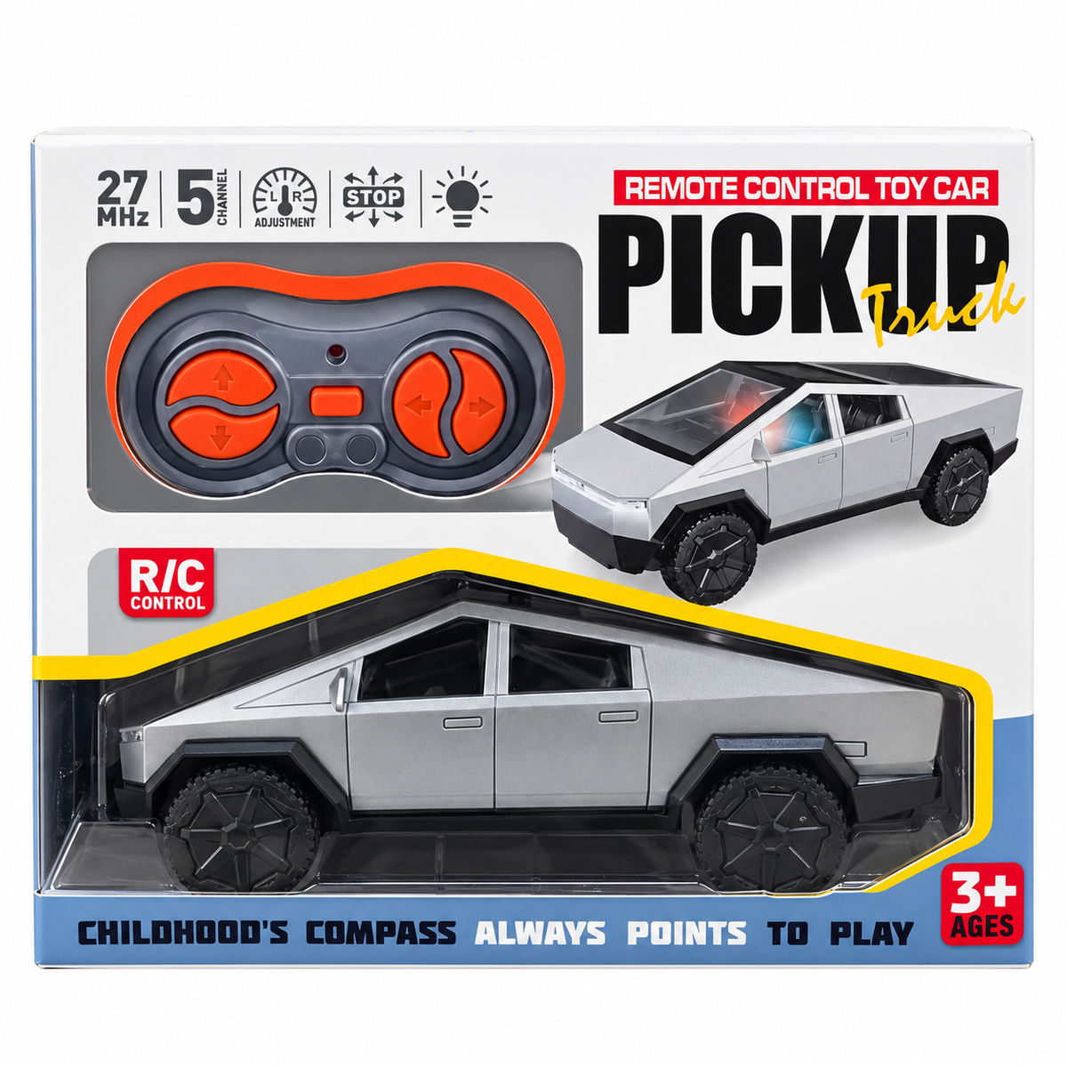 Remote Control Pickup Truck – Silver, 27MHz – retail packaging