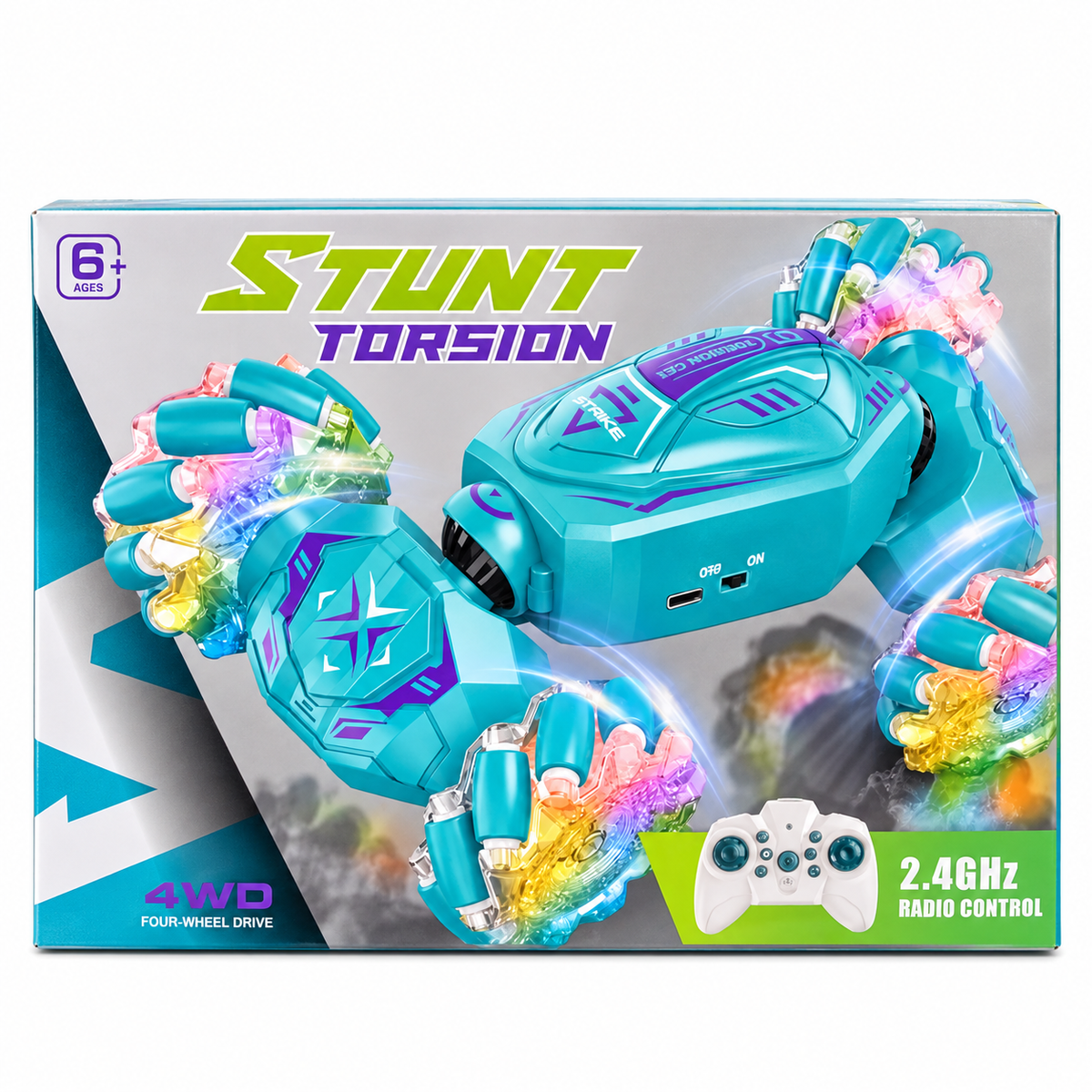 Stunt Torsion 4WD Remote Control Car – 2.4GHz – turquoise packaging