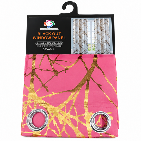 MLM Pink Gold Branch Blackout Curtain Panel – 55 × 84 in