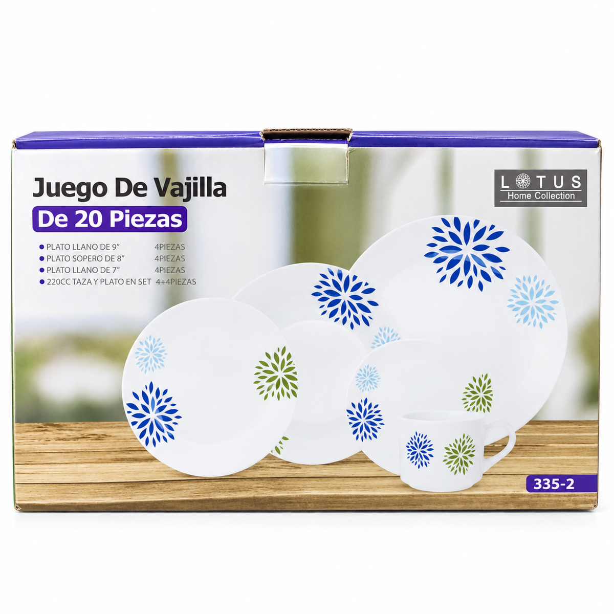 Lotus Home Collection 335-2 20-Piece Dinnerware Set – Blue Floral