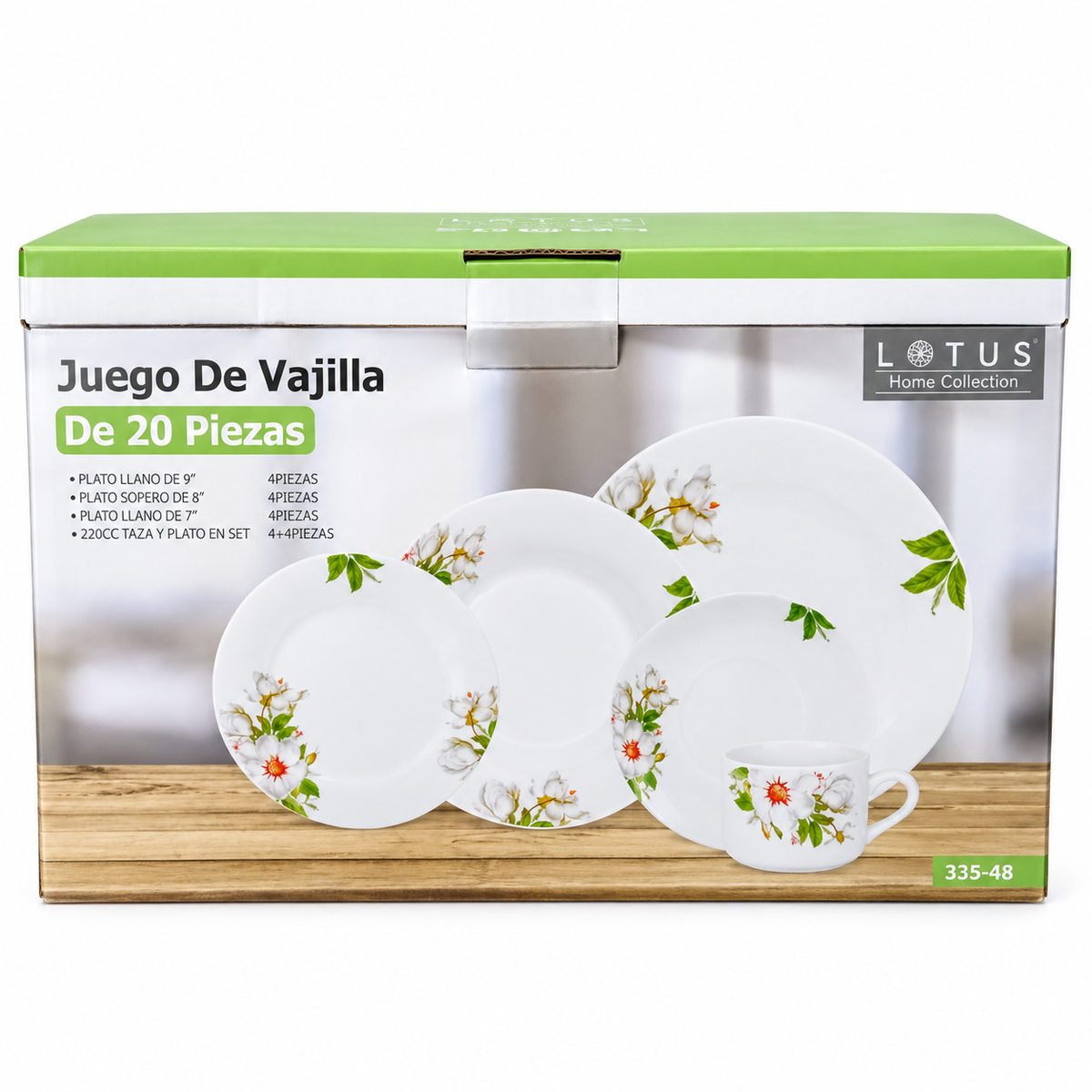 Lotus Home Collection 335-48 20-Piece Dinnerware Set – White Floral