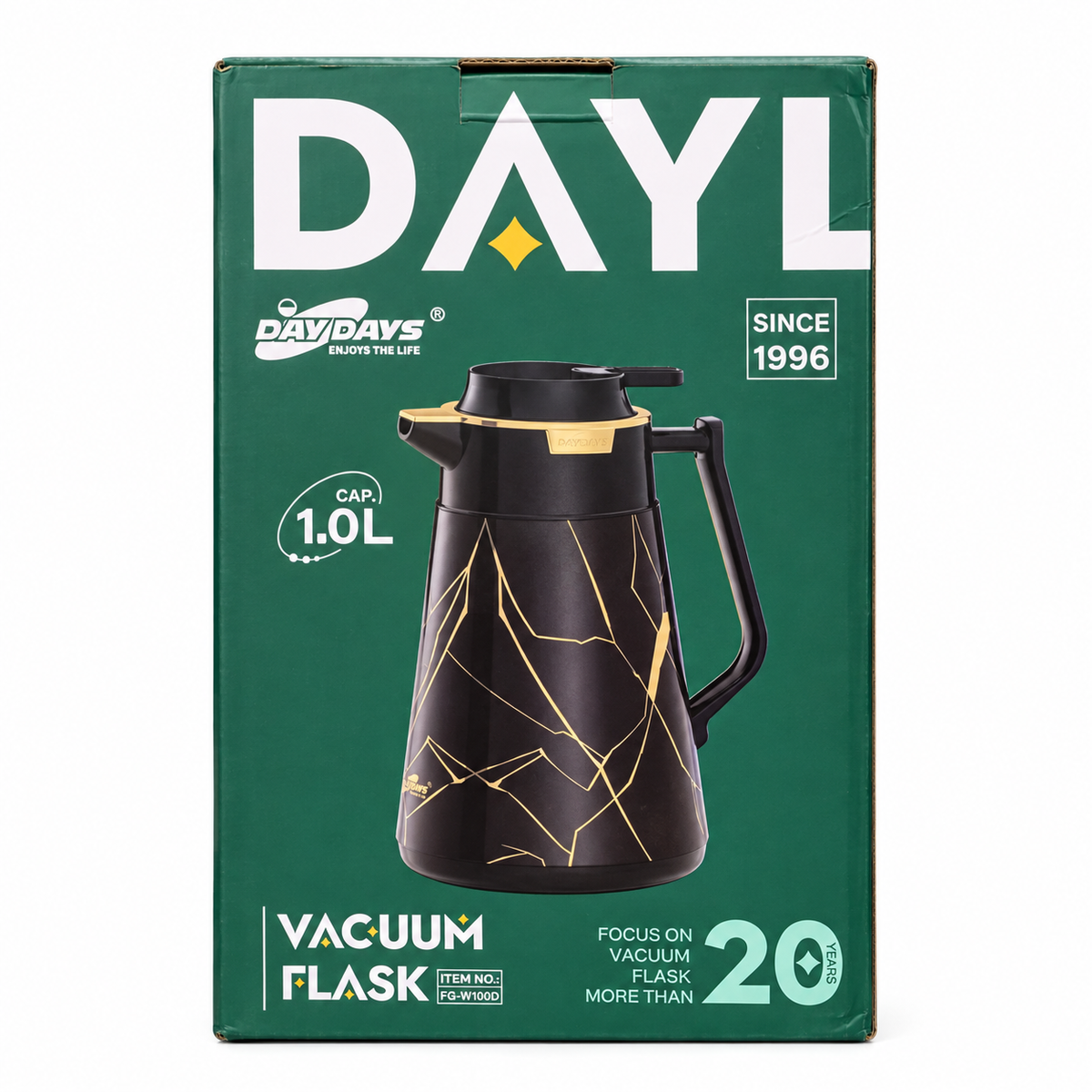 DayDays FG-W100D Vacuum Flask Jug – 1L – Black