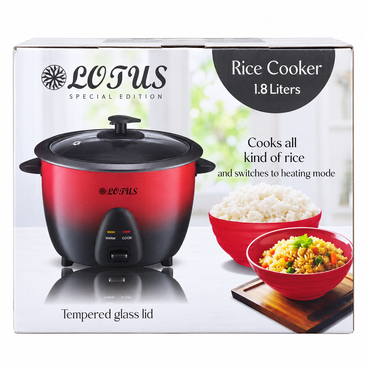 Lotus Special Edition Rice Cooker 1.8 L Red and Black