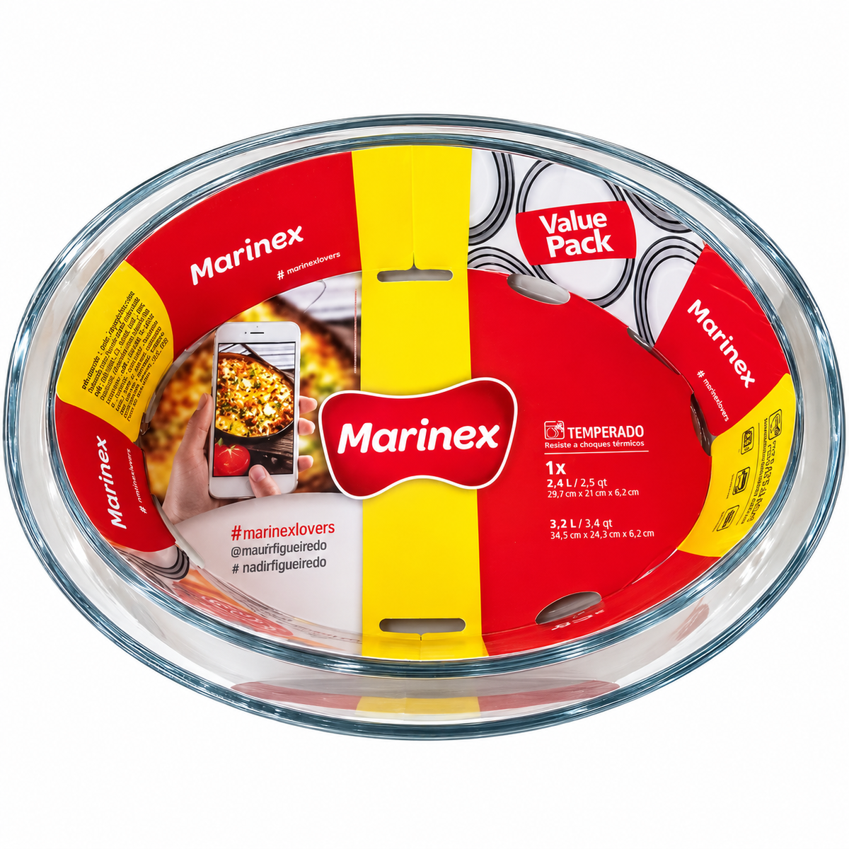 Marinex Oval Glass Baking Dish Value Pack – 2.4 L and 3.2 L